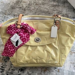 Coach yellow shoulder bag with leather straps-new with tags